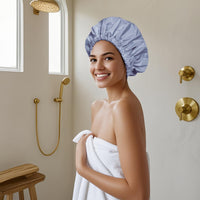 Reusable Shower Cap for Women, Large Waterproof Shower Bonnet Washable Elastic Band Bath Hair Hat for Long Hair, Braids(Green)