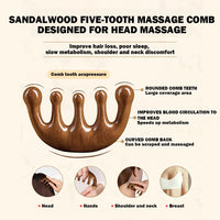 Wooden Scalp Massager - Handmade 100% Natural Green Sandalwood Wide Tooth Combs - Wood Massage Comb & Sandalwood Comb for Luxurious Hair Care