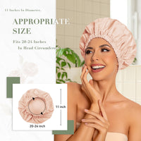 Reusable Shower Cap for Women, Large Waterproof Shower Bonnet Washable Elastic Band Bath Hair Hat for Long Hair, Braids(Green)