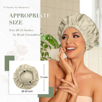 Reusable Shower Cap for Women, Large Waterproof Shower Bonnet Washable Elastic Band Bath Hair Hat for Long Hair, Braids(Green)