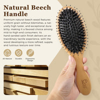 BLACK EGG Boar Bristle Hair Brush for Women Men Kid, Soft Natural Bristles Brush for Thin and Fine Hair, Restore Shine and Texture, Set includes Bamboo comb and 3 hair ties, Excellent Gift Idea