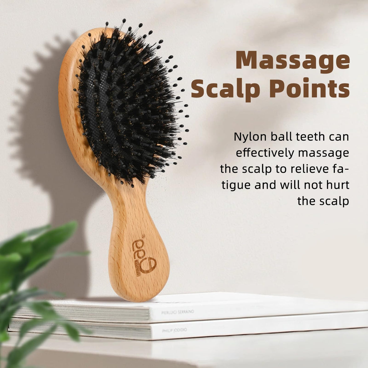 BLACK EGG Boar Bristle Hair Brush for Women Men Kid, Soft Natural Bristles Brush for Thin and Fine Hair, Restore Shine and Texture, Set includes Bamboo comb and 3 hair ties, Excellent Gift Idea