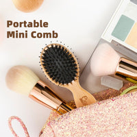 BLACK EGG Boar Bristle Hair Brush for Women Men Kid, Soft Natural Bristles Brush for Thin and Fine Hair, Restore Shine and Texture, Set includes Bamboo comb and 3 hair ties, Excellent Gift Idea