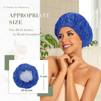 Reusable Shower Cap for Women, Large Waterproof Shower Bonnet Washable Elastic Band Bath Hair Hat for Long Hair, Braids(Green)