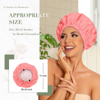 Reusable Shower Cap for Women, Large Waterproof Shower Bonnet Washable Elastic Band Bath Hair Hat for Long Hair, Braids(Green)