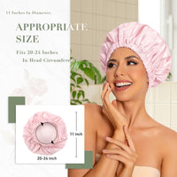 Reusable Shower Cap for Women, Large Waterproof Shower Bonnet Washable Elastic Band Bath Hair Hat for Long Hair, Braids(Green)