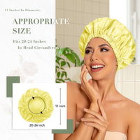 Reusable Shower Cap for Women, Large Waterproof Shower Bonnet Washable Elastic Band Bath Hair Hat for Long Hair, Braids(Green)