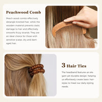 BLACK EGG Boar Bristle Hair Brush for Women Men Kid, Soft Natural Bristles Brush for Thin and Fine Hair, Restore Shine and Texture, Set includes Bamboo comb and 3 hair ties, Excellent Gift Idea