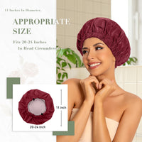 Reusable Shower Cap for Women, Large Waterproof Shower Bonnet Washable Elastic Band Bath Hair Hat for Long Hair, Braids(Green)