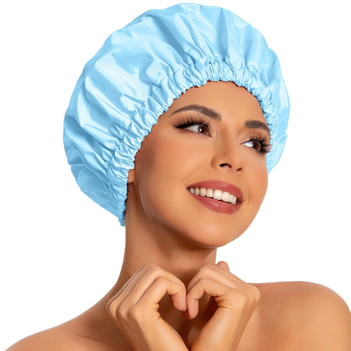 Reusable Shower Cap for Women, Large Waterproof Shower Bonnet Washable Elastic Band Bath Hair Hat for Long Hair, Braids(Green)