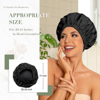 Reusable Shower Cap for Women, Large Waterproof Shower Bonnet Washable Elastic Band Bath Hair Hat for Long Hair, Braids(Green)