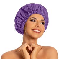 Reusable Shower Cap for Women, Large Waterproof Shower Bonnet Washable Elastic Band Bath Hair Hat for Long Hair, Braids(Green)