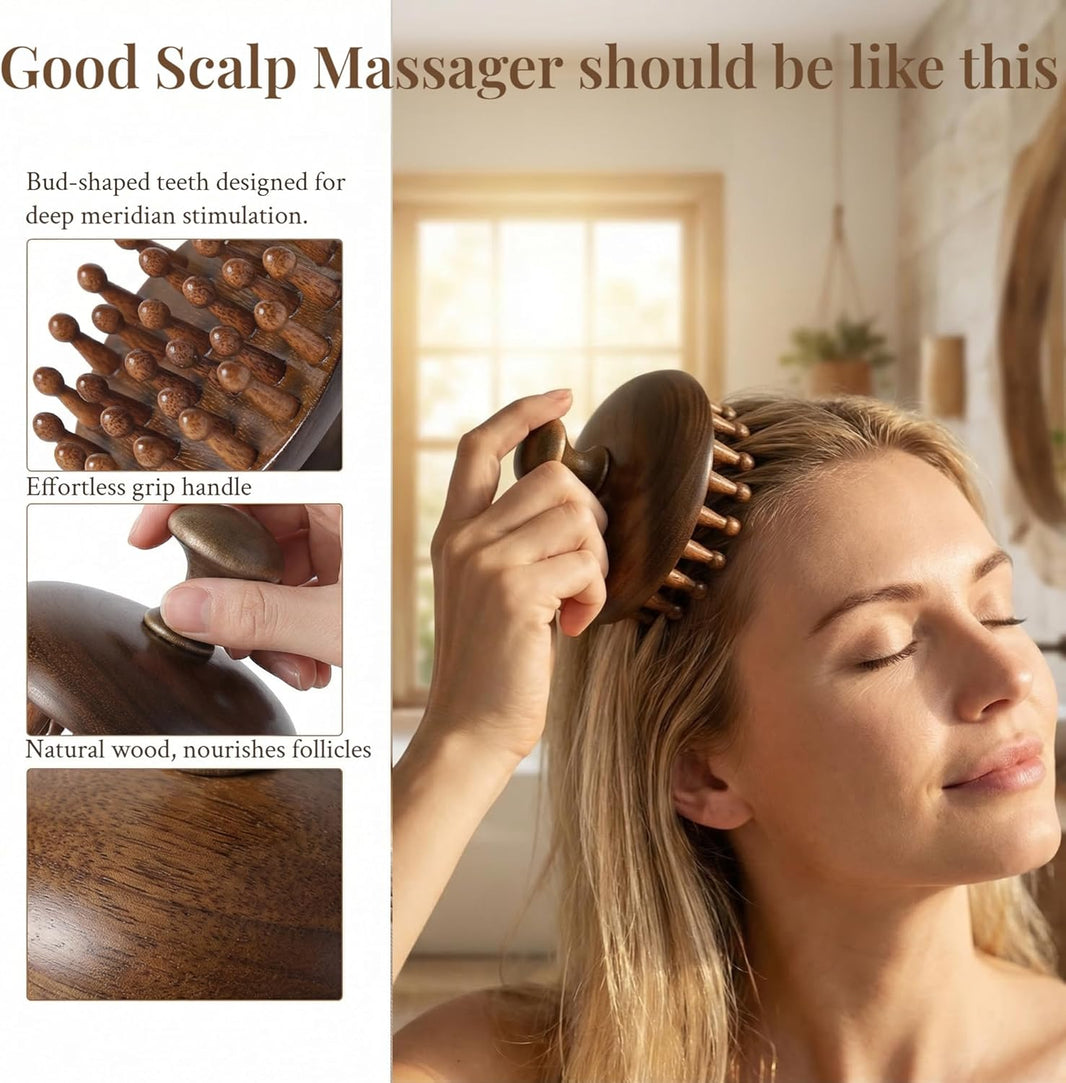Wooden Scalp Massager｜Bamboo Brush for Hair Growth｜Wooden Hair Brush｜Body Massage Tool