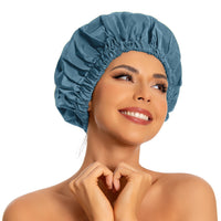Reusable Shower Cap for Women, Large Waterproof Shower Bonnet Washable Elastic Band Bath Hair Hat for Long Hair, Braids(Green)